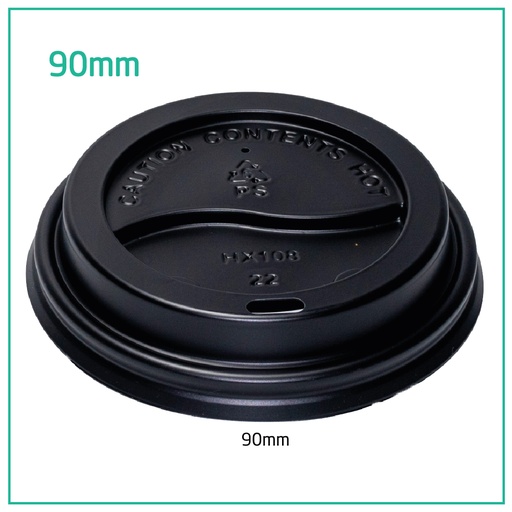 [009007] 90mm PS Plastic Black No Cap Lid 1000/ctn