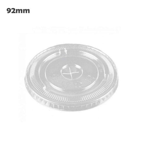 [001053] 92mm Clear PET Plastic X hole Flat Lid 1000/ctn