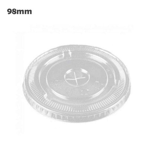 [001054] 98mm Clear PET Plastic X hole Flat Lid 1000/ctn
