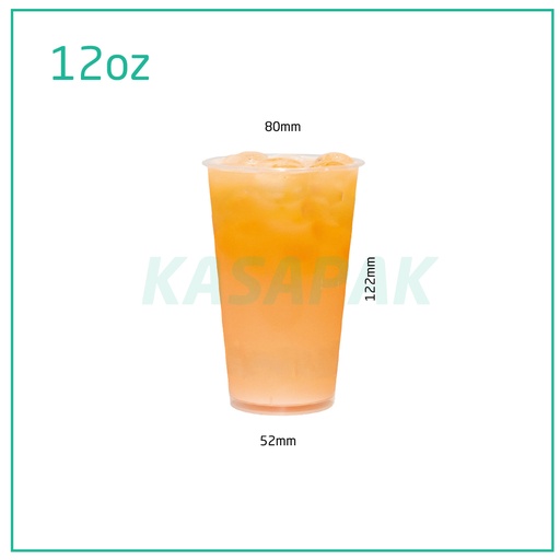 [027001] 12oz/80mm PP Plastic Clear Cup 500/ctn