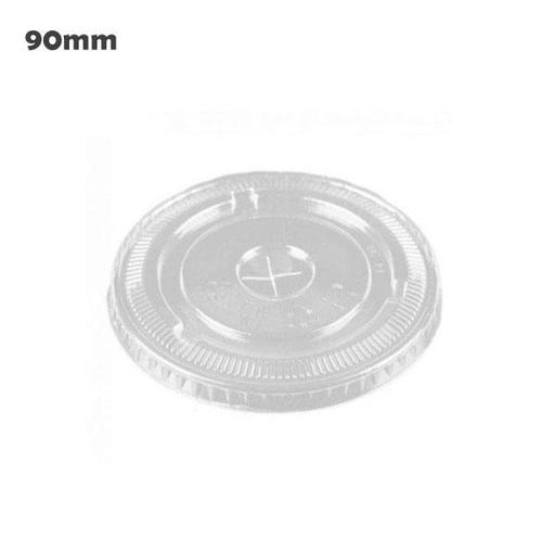 [006017] 90mm Clear PET Plastic X hole Flat Lid 1000/ctn