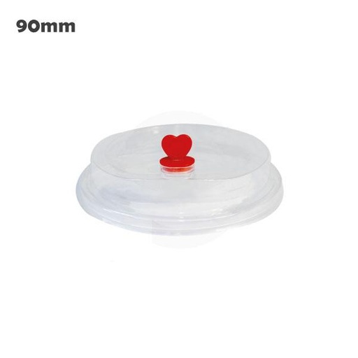 [001070] 90mm PP Plastic Clear Lid With Red Heart 500/ctn