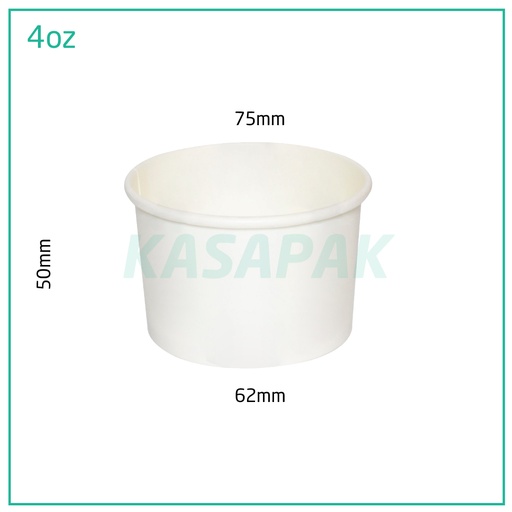 [001100] 4oz White Paper Ice Cream Cup 1000/ctn