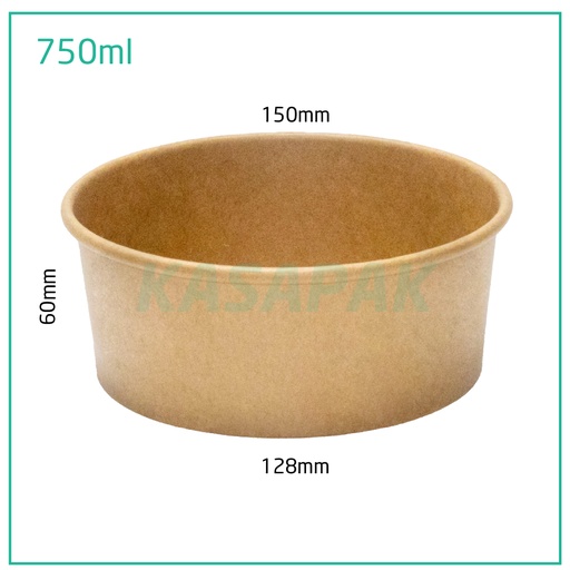 [006002] 750ml Kraft Paper Salad Bowl 300/ctn