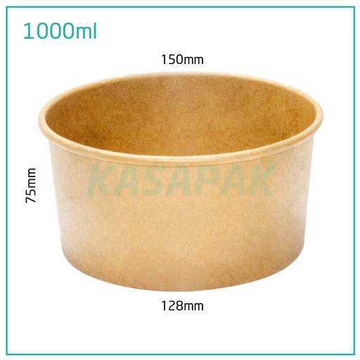 [006003] 1000ml Kraft Paper Salad Bowl 300/ctn