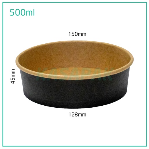[001124] 500ml Black Paper Salad Bowl 300/ctn
