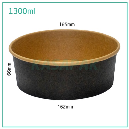 [001127] 1300ml Black Paper Salad Bowl 300/ctn