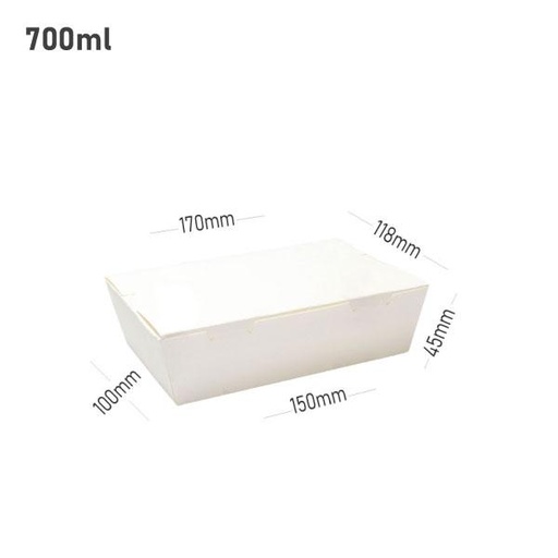 [001205] 700ml A White Paper Lunch Box 200/ctn