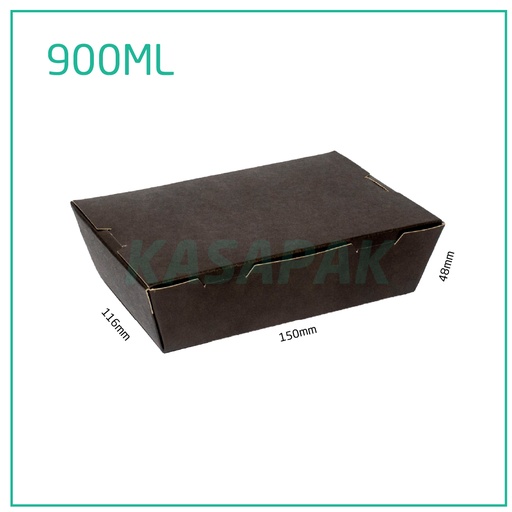 [001207] 900ml A Black Paper Lunch Box 200/ctn
